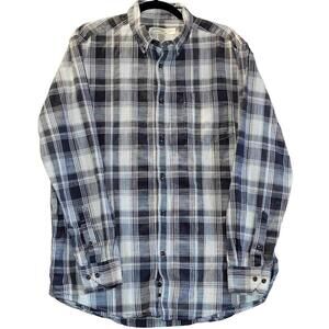 Faded Glory Mens Size Medium 38-40 Button-Down Shirt Plaid Gray